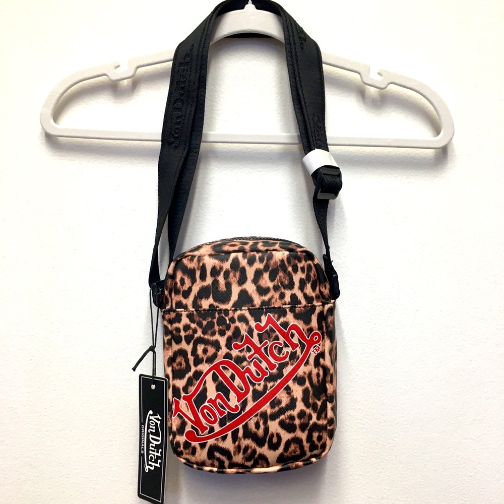 Von Dutch Cheetah Print Crossbody Bag NWT Retro Rockabilly Streetwear Goth